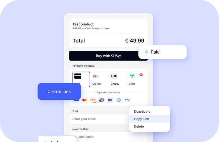 Payment link checkout with multiple payment methods
